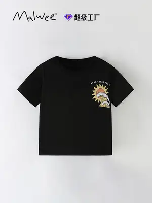Cross-border boys T-shirt summer print black