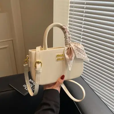 Korean Style Beige Shoulder Bag with Bow