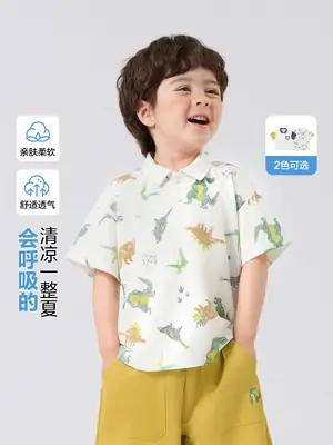 Boys Dinosaur Print Polo Shirt Summer Wear