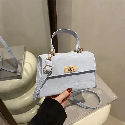 2025 Spring Light Blue Shoulder Crossbody Bag with Lock