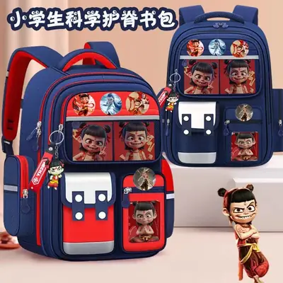 New Nezha Schoolbag Primary School One Two Three Four Five Six Large Capacity Backpack for Girls and Boys Ridge Protection Backpack