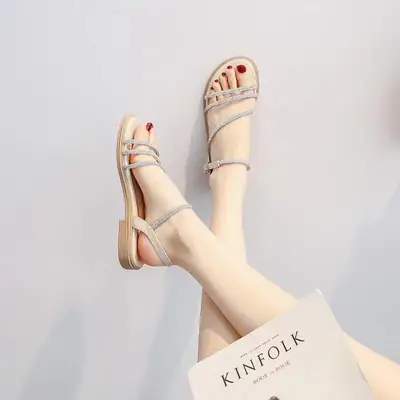 Women's Rhinestone Roman Flat Sandals Summer