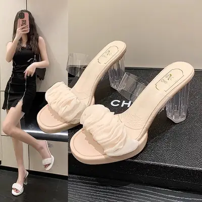Women's Transparent Crystal Heel Sandals