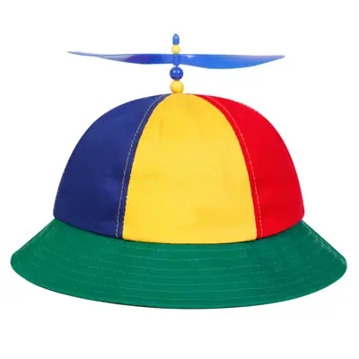 Children's Colorful Spiral Dragonfly Hat with Bamboo Propeller