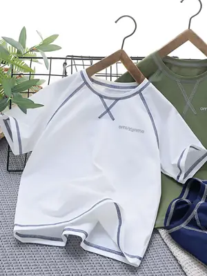 Qingdao Boys White Half Sleeve T-Shirt Quick Dry Anti Wrinkle