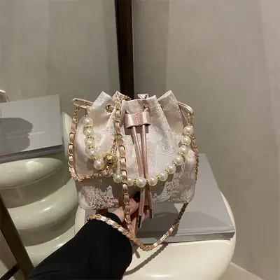 Pearl Embroidered Crossbody Bag Women 2025 Summer