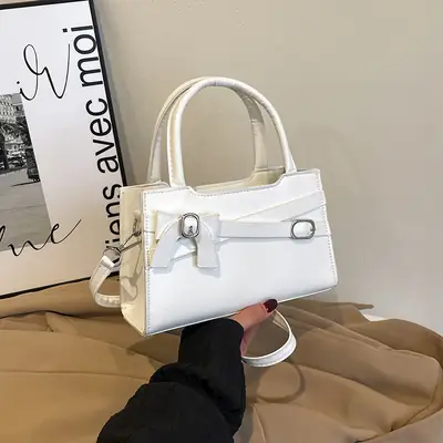 White Textured Crossbody Bag for Women Spring Summer 2025
