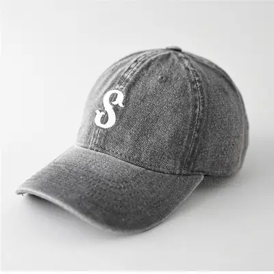 Men Blue Denim Baseball Cap with Letter S