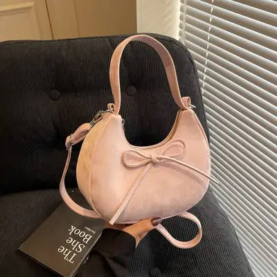 Pink Bow Shoulder Bag for Women Spring 2025