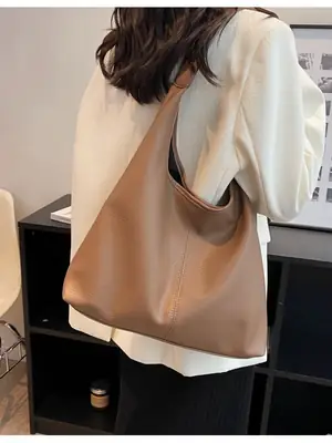 Women's Large Capacity Tan Tote Bag Single Shoulder 2026