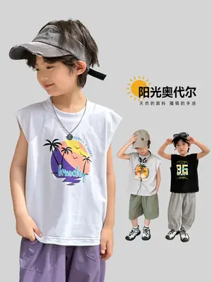 Boys Pure Cotton Sleeveless Vest Summer T-Shirt