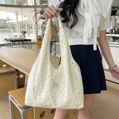 New Floral Canvas Shoulder Bag Large Capacity
