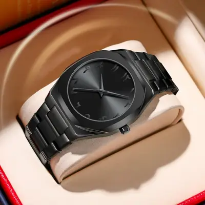 Men's All Black Arabic Dial Waterproof Watch
