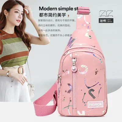 Pink Floral Messenger Bag for Women Fashion Sports Travel