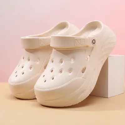 Hole Shoes Women's Summer Wear Height-increasing Non-slip Breathable Garden Shoes Wear-resistant Non-smelly Foot Hollow EVA Beach Slippers