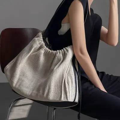 2025 New Ins Style Silver Canvas Shoulder Bag