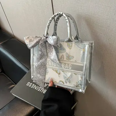 Stylish Silk Bow Handheld Tote Bag for Women