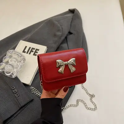 Red Bow Chain Shoulder Bag for Women 2025