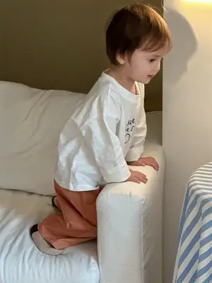 Kids White Letter T-Shirt with Orange Pants Set