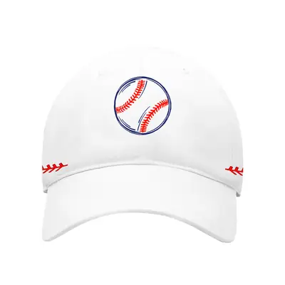 Men Baseball Cap White Red Stitched Cross-Border