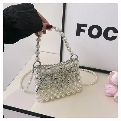 Pearl Chain Crossbody Bag Women's Fashionable Shoulder Bag