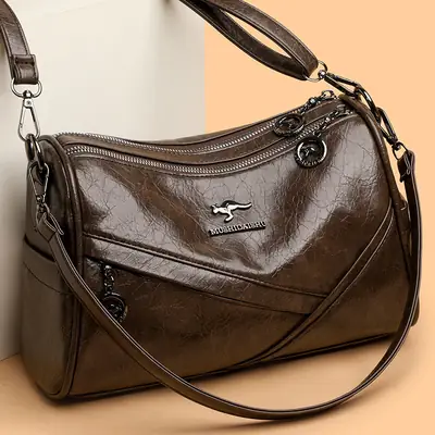 Brown Leather Shoulder Crossbody Bag for Women