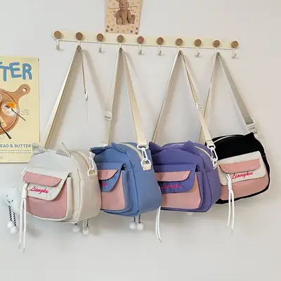 Sweet Cartoon Crossbody Bags for Girls Pink Blue Black