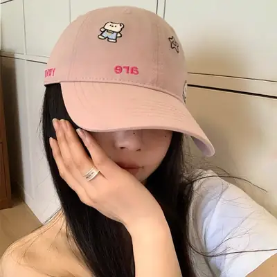 Cute Cartoon Bear Cap Women Pink 2025