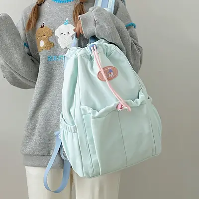 Light Blue Cross-Border School Backpack for Women