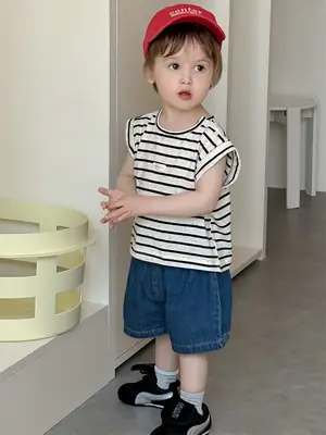 Boys Striped T-Shirt & Denim Shorts Set Summer 2026