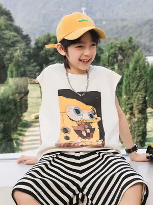 2025 Summer Cartoon Printed Boys Vest Pure Cotton Huzhou Zhili