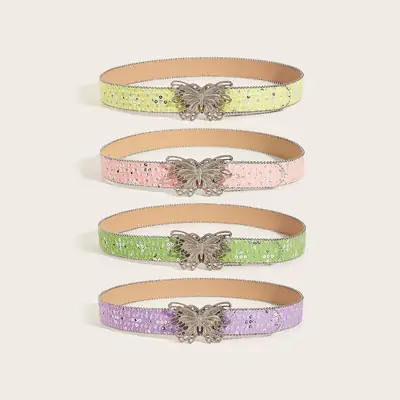 Women's Butterfly Belt with Glitter & Buckle Design