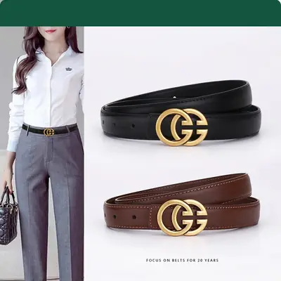 Double G Women's Genuine Leather Belt Black Brown
