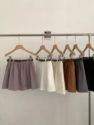 Omarlai Korean Style Fluffy Skirt with Flap Pocket for Women