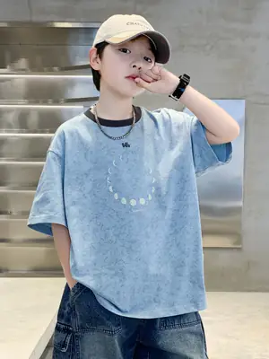 Summer Boys T-Shirt Blue Cotton Half Sleeve Kids Wear
