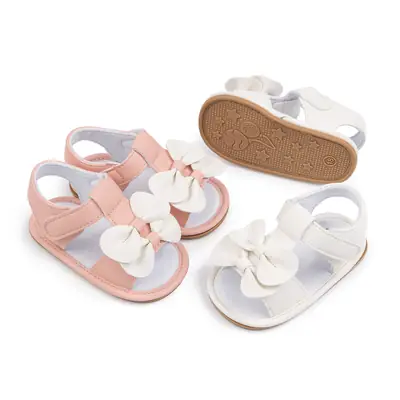 Cross-border New Summer Baby Cute Bow Sandals Baby Girl Solid Color Rubber Bottom Toddler Shoes Baby Shoes
