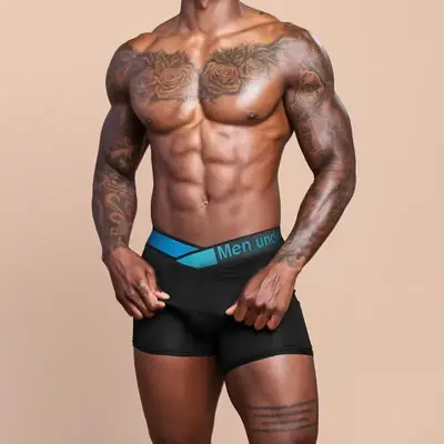 Men's Blue High-Cut Laser Gradient Briefs