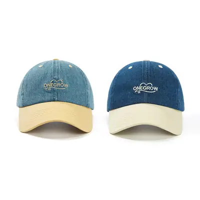 Men Denim Baseball Cap Blue Logo Adjustable Strap
