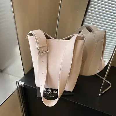 Women's Pink Leather Bucket Bag 2025 Casual Crossbody