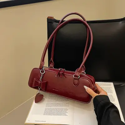 French Style Women's Shoulder Bag Red 2025