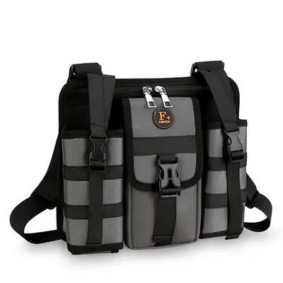 Large Capacity Crossbody Bag for Men Gray Black