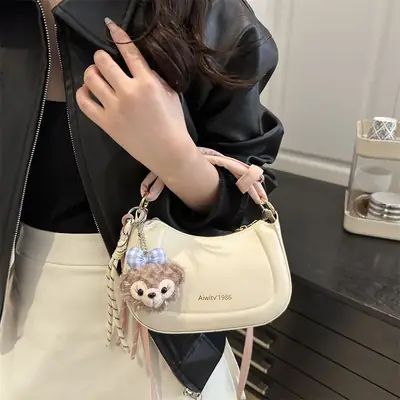 Women's Cream Shoulder Crossbody Bag with Cute Bear Design