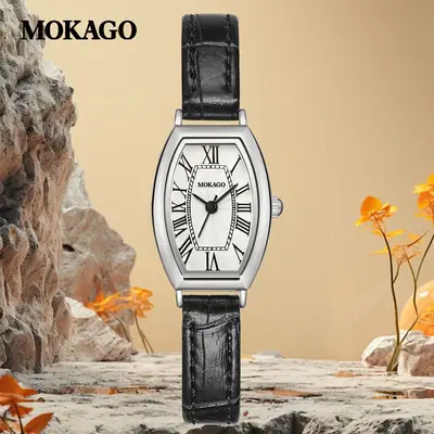 Moka Women's Roman Numeral Leather Strap Quartz Watch