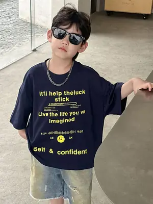 Kids Cotton T-Shirt Boys Summer 2025 Cool Trendy