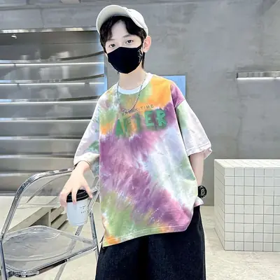 Boys Tie-Dye Cotton Summer T-Shirt Blue