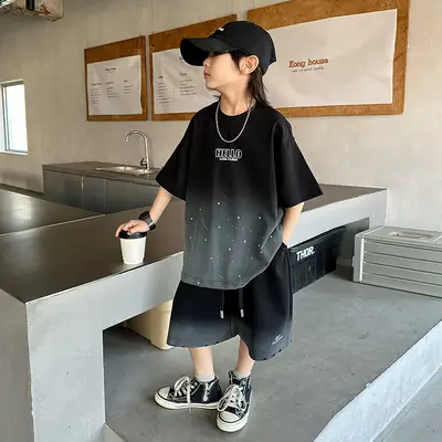 Boys 2026 Starry Sky Loose Sleeve T-Shirt Black