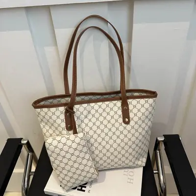 Women's Brown White Pattern Crossbody Bag Large Capacity