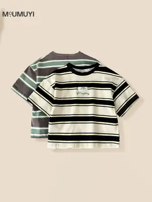 Boys Striped Cotton T-Shirt 2025 Summer