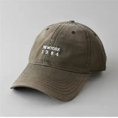 Black Korean Style Baseball Cap with "NEW YORK 1984" Embroidery
