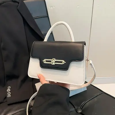 Women's 2025 Square Black White Crossbody Bag